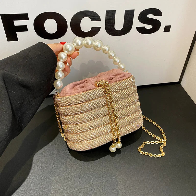 MOODS Luxury Evening Purses For Women Dazzling Pearl Beads Chain Crossbody Bag Dinner Party Clutch 2023 Luxury Designer Handbags