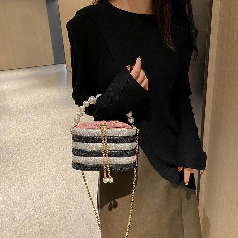 MOODS Luxury Evening Purses For Women Dazzling Pearl Beads Chain Crossbody Bag Dinner Party Clutch 2023 Luxury Designer Handbags