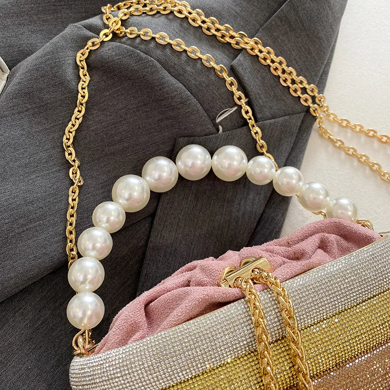 MOODS Luxury Evening Purses For Women Dazzling Pearl Beads Chain Crossbody Bag Dinner Party Clutch 2023 Luxury Designer Handbags