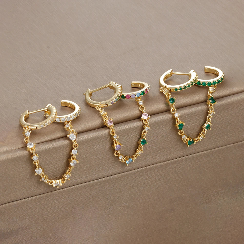 Shimmering CZ Crystal Drop Earrings - Elegant Stainless Steel Fashion Jewelry for Women