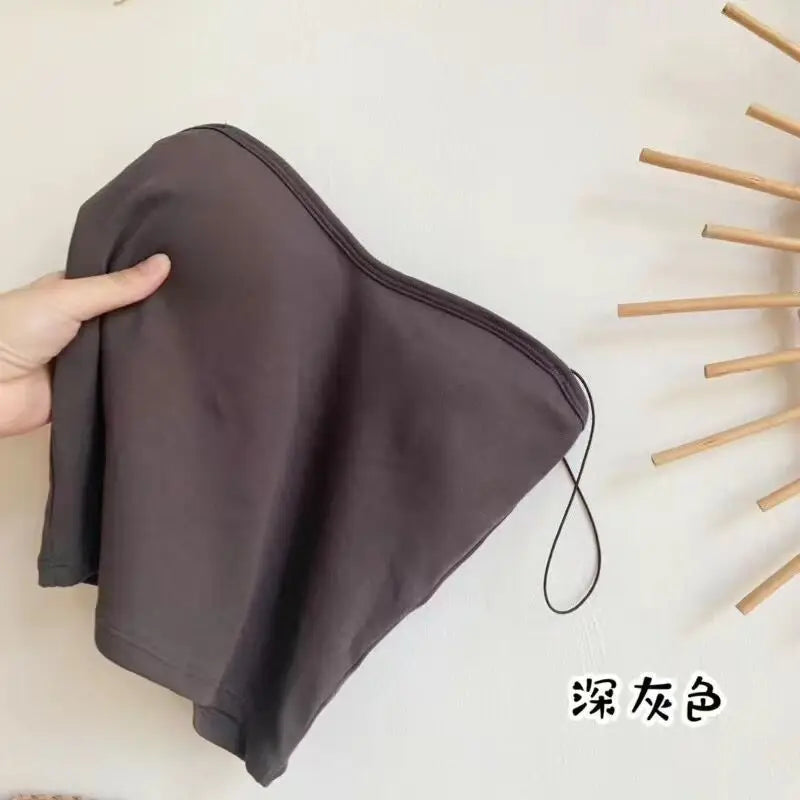 Women Vest Tops Summer Sleeveless Cotton Bustier With Pads Soft Elastic Wear-resistant Vest Crop Top Thin Seamless Bralette