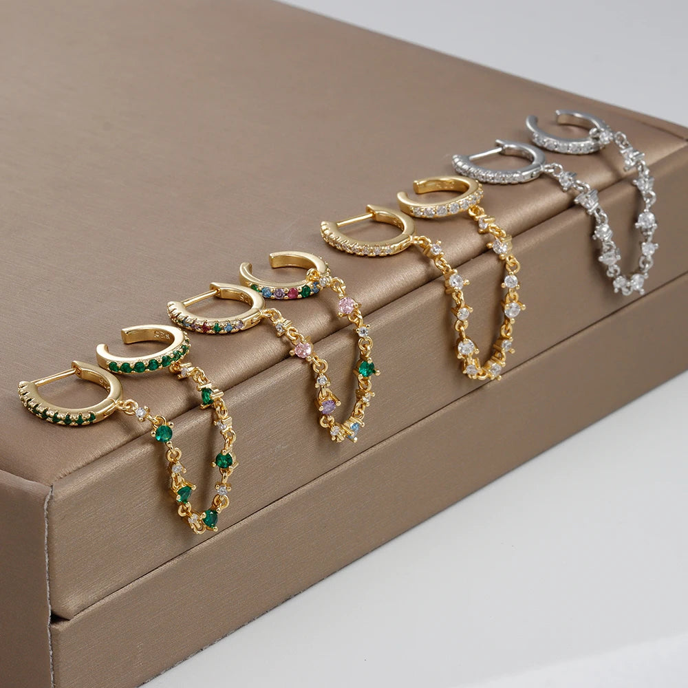 Shimmering CZ Crystal Drop Earrings - Elegant Stainless Steel Fashion Jewelry for Women