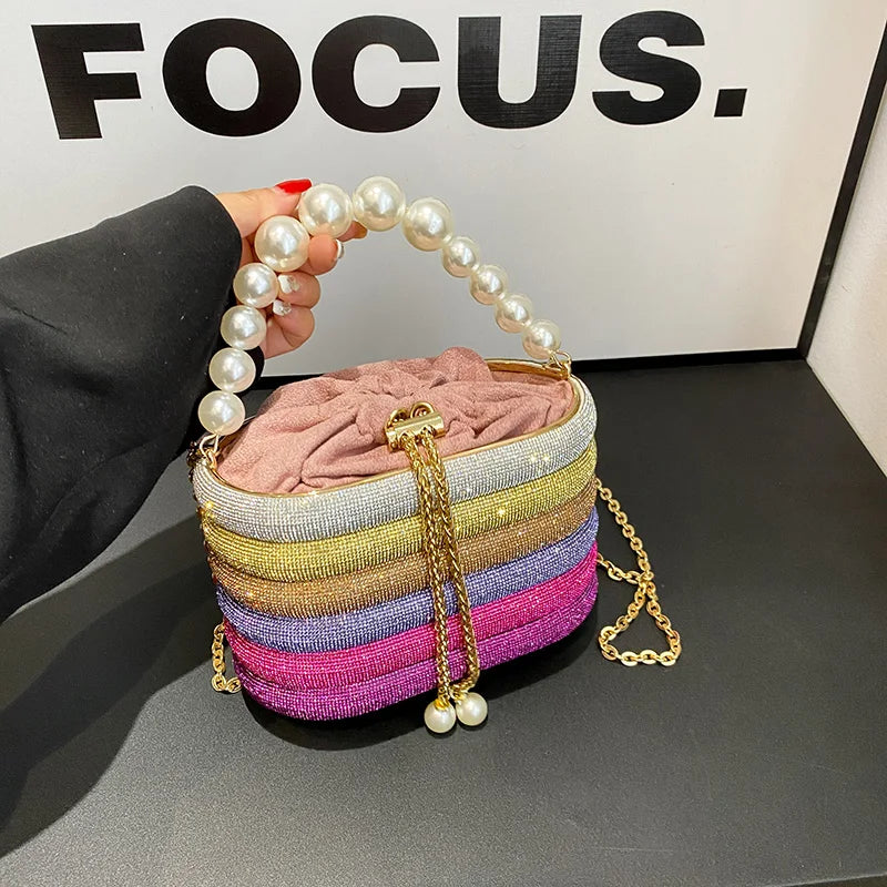 MOODS Luxury Evening Purses For Women Dazzling Pearl Beads Chain Crossbody Bag Dinner Party Clutch 2023 Luxury Designer Handbags