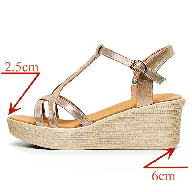 Small Size 32-43 Comfortable Chunky Platform Wedges Sandals Summer 2025 Women's High Heels Shoes for Office Beach Mom Work
