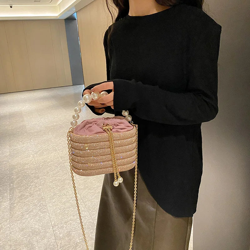 MOODS Luxury Evening Purses For Women Dazzling Pearl Beads Chain Crossbody Bag Dinner Party Clutch 2023 Luxury Designer Handbags