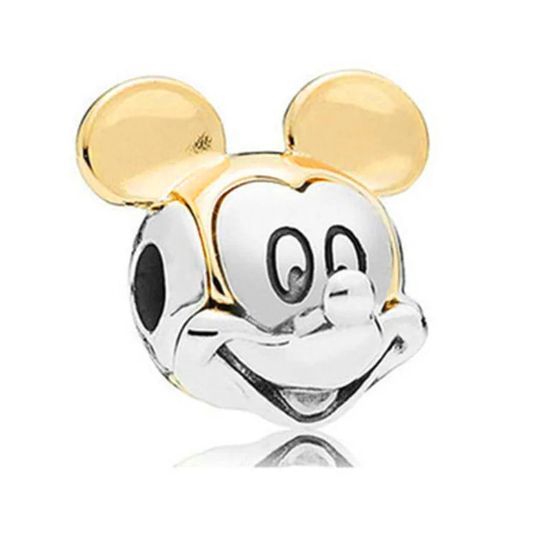 Disney Mickey Minnie Ice and Snow Princess Cartoon Series Pendant DIY Large Hole Zinc Charm Jewelry