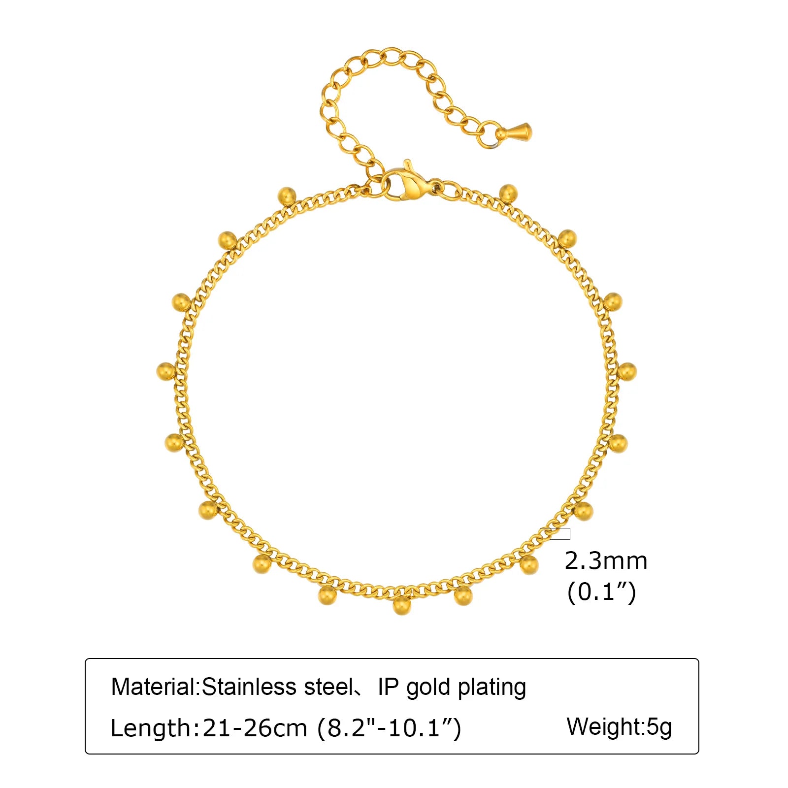 Stainless Steel Beach Anklet - Waterproof Adjustable Boho Foot Jewelry for Women