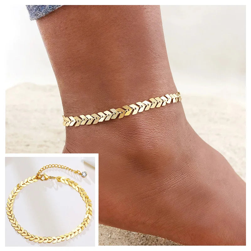 Snake Chain Anklet for Women Girls Adjustable Summer Beach Chain Anklet Bracelet Mother's Day Gifts Stainless Steel Not Allergic