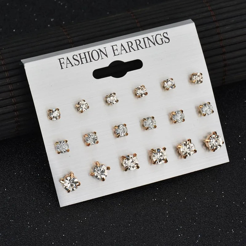 LETAPI 12 pairs/set Female Pearl Earrings Set For Women Bohemian Geometric Stud Earrings for Women Fashion Jewelry Gifts
