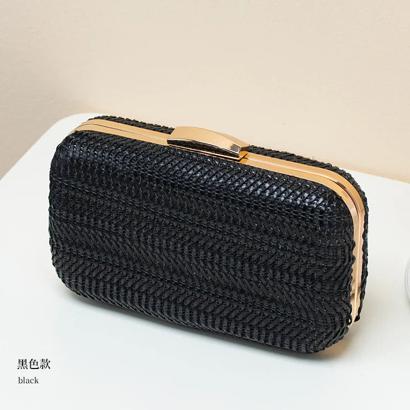 Casual Straw Women's Bag Yellow Clutch Woven Handbags Top Quality Luxury Bags Party Women's Shoulder Bags Purses Fashion Pouch