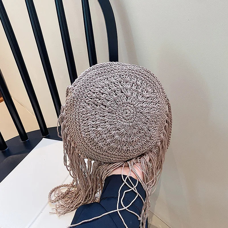 Handmade Cotton Woven Knitted Tassel Crossbody Bag Vintage Shoulder Messenger Bag Female Fashion Beach Summer Handbags 2023 bag