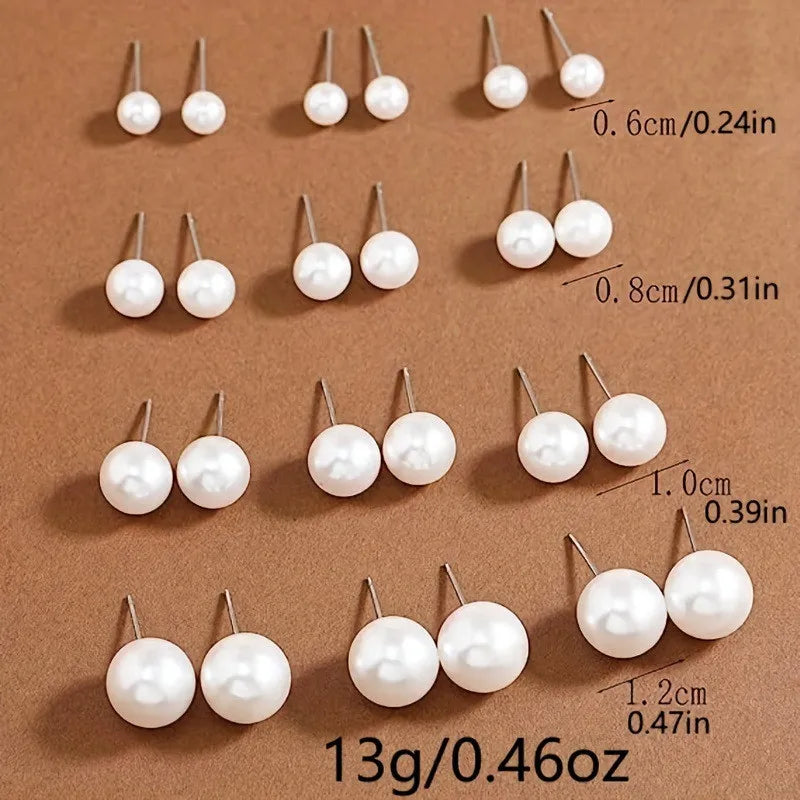 LETAPI 12 pairs/set Female Pearl Earrings Set For Women Bohemian Geometric Stud Earrings for Women Fashion Jewelry Gifts