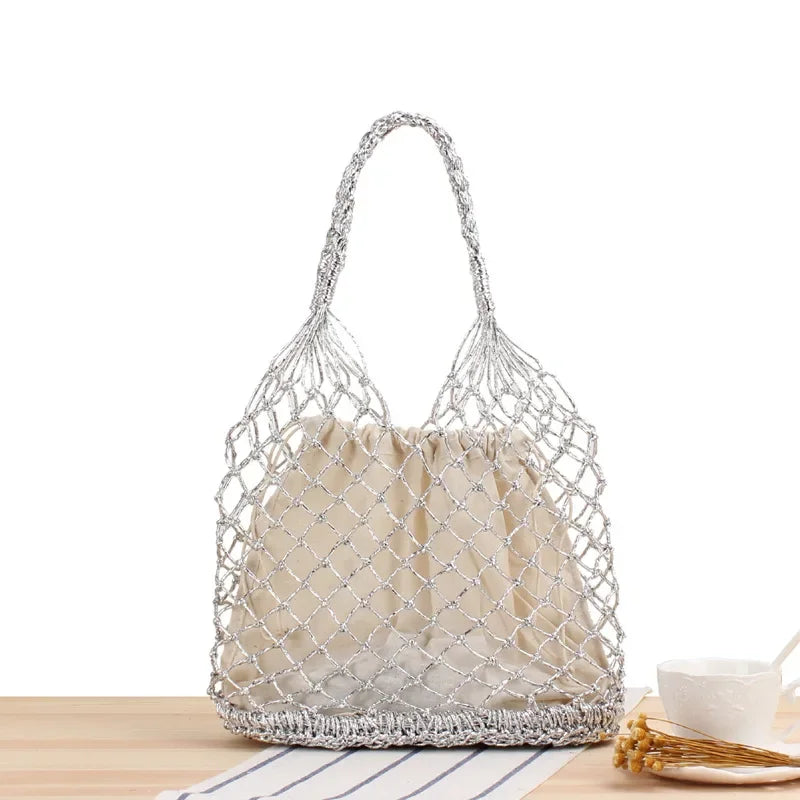YoReAi Fashion Women Straw Large Tote Bag Beach Casual Shoulder Bags Handbag Solid Color Handmade Basket Storage Shopping Pack