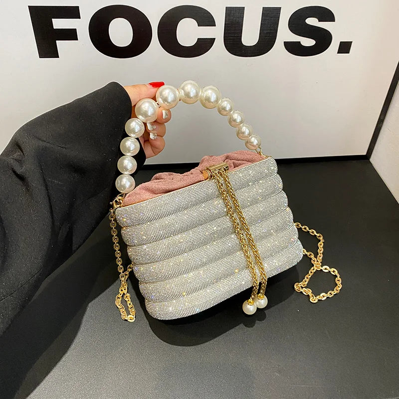 MOODS Luxury Evening Purses For Women Dazzling Pearl Beads Chain Crossbody Bag Dinner Party Clutch 2023 Luxury Designer Handbags