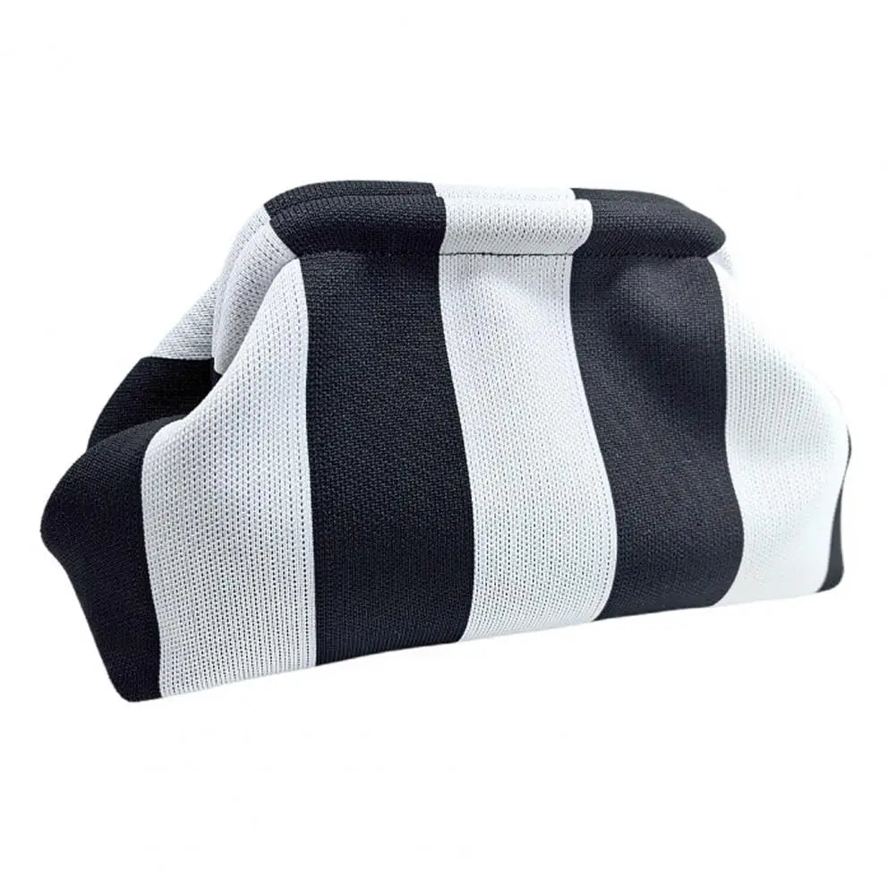 Women Handbag Colorblock Knitted Women Bag Large Mouth Cosmetic Cellphone Keys Stoarge Pouch Summer Beach Clutch Lady Purse