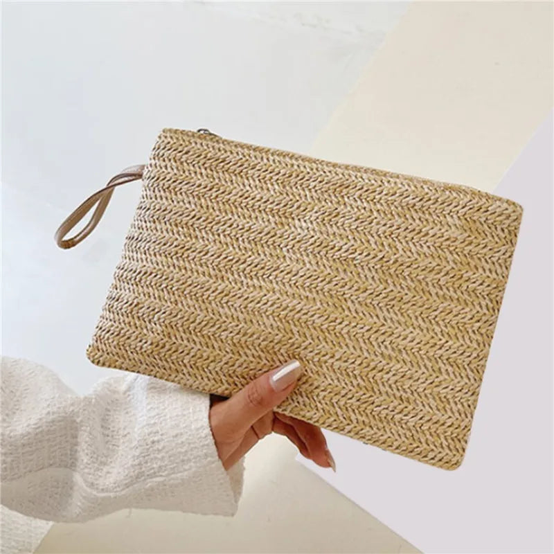 Simple All-Match Handbag Ladies 2024 New Handbags Women Round Bucket Straw Bag Korean Handmade Woven Basket Rattan Handbag