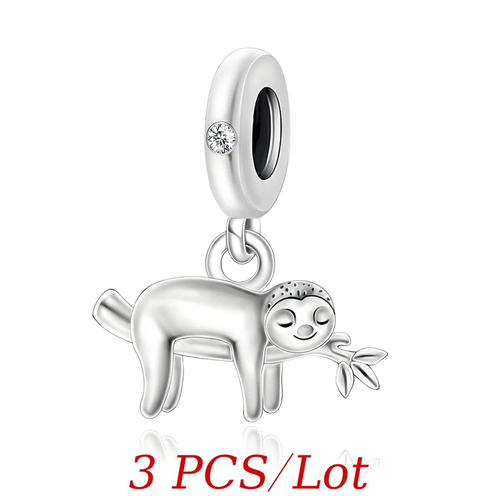 Cute Hanging Sloth Charm Fit Original Pan Bracelet DIY Women Jewelry Gift Sweet Animals Beads 2024 New Arrivals
