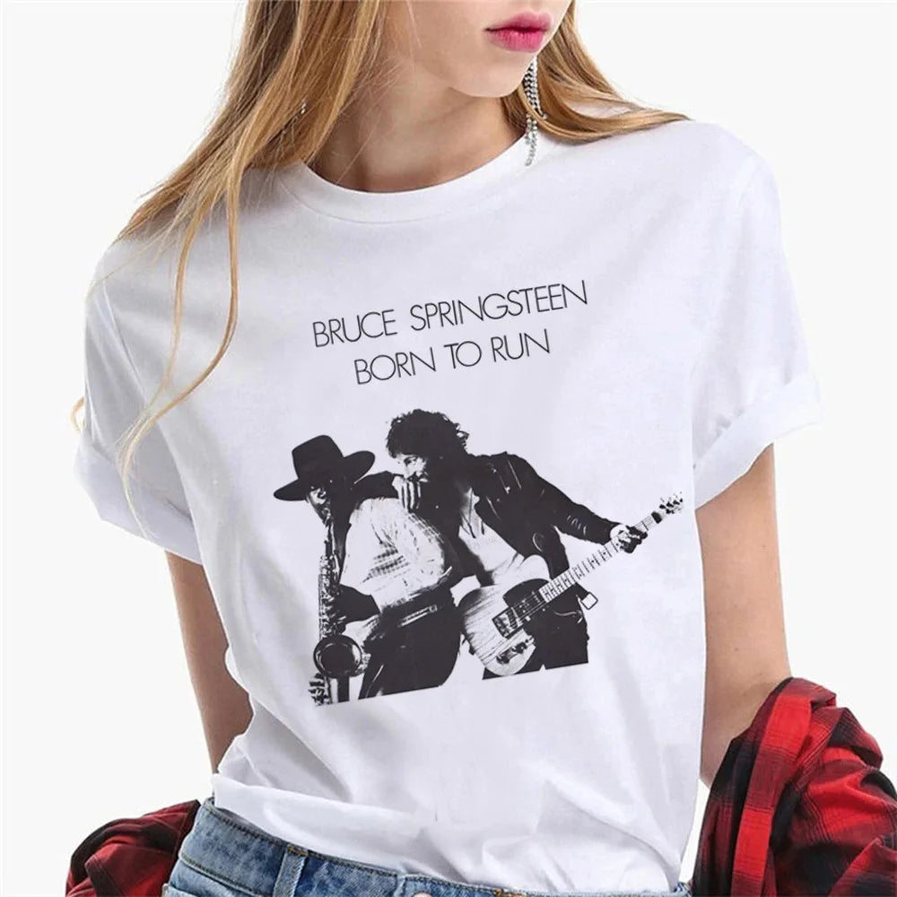 Bruce Springsteen t shirt women Japanese summer top female y2k comic graphic clothing