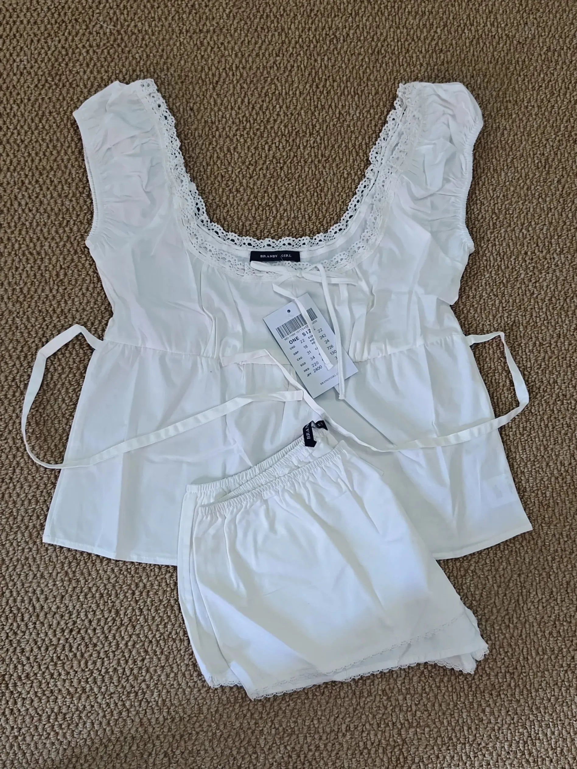 Red Plaid T-Shirt Shorts Set Women Summer Lace-up Puff Sleeve Blouse+Buttons Elastic Waist Short Pants Cotton Sweet 2 Piece Sets