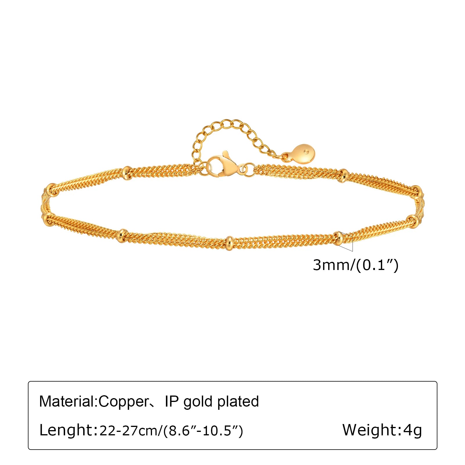 Stainless Steel Beach Anklet - Waterproof Adjustable Boho Foot Jewelry for Women