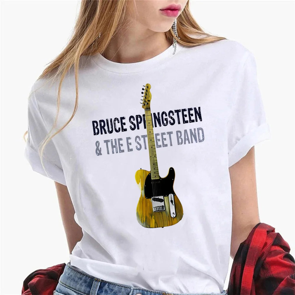 Bruce Springsteen t shirt women Japanese summer top female y2k comic graphic clothing