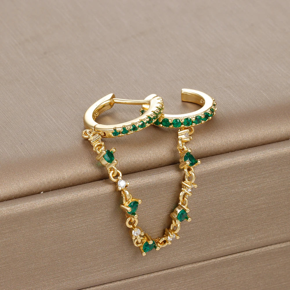 Shimmering CZ Crystal Drop Earrings - Elegant Stainless Steel Fashion Jewelry for Women