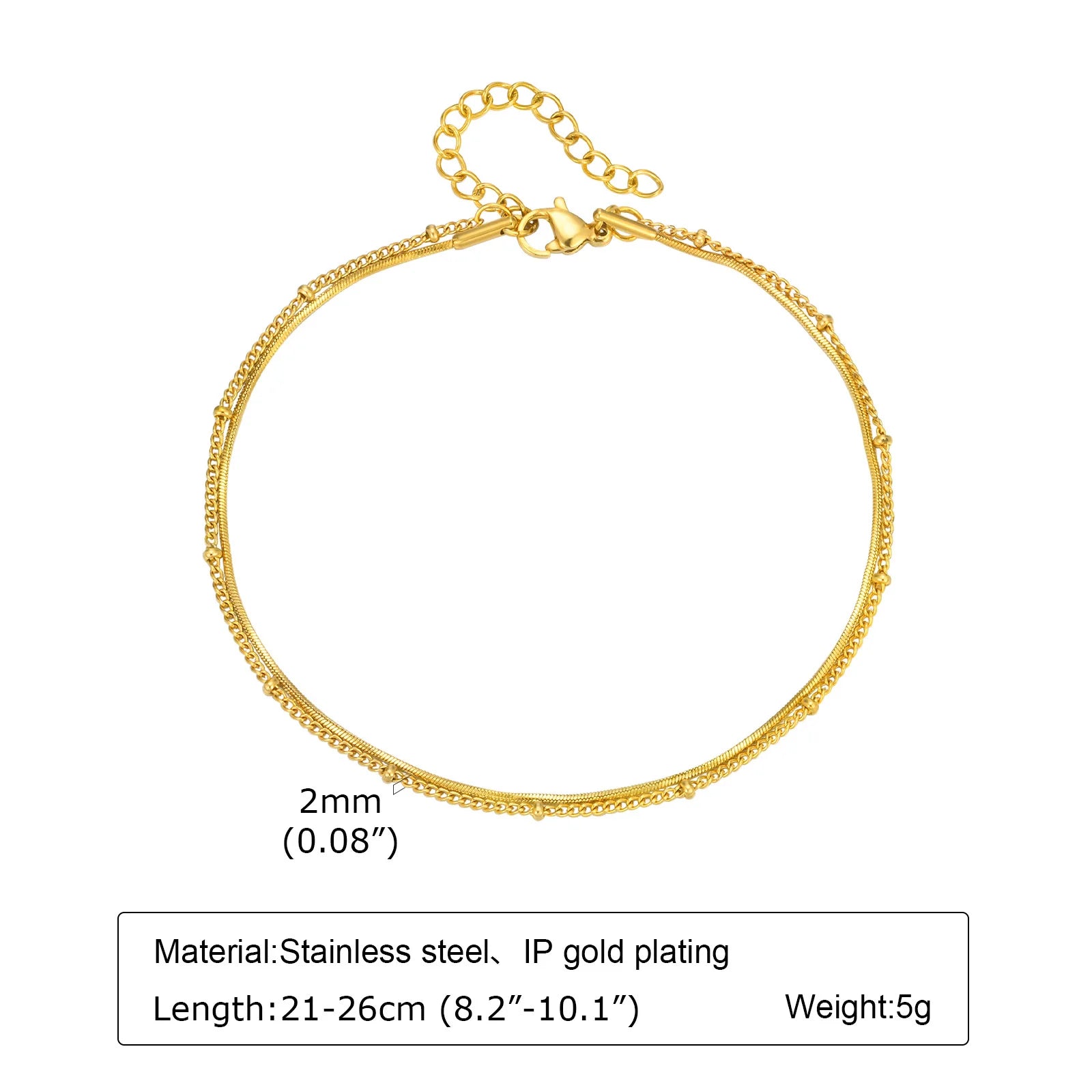 Stainless Steel Beach Anklet - Waterproof Adjustable Boho Foot Jewelry for Women