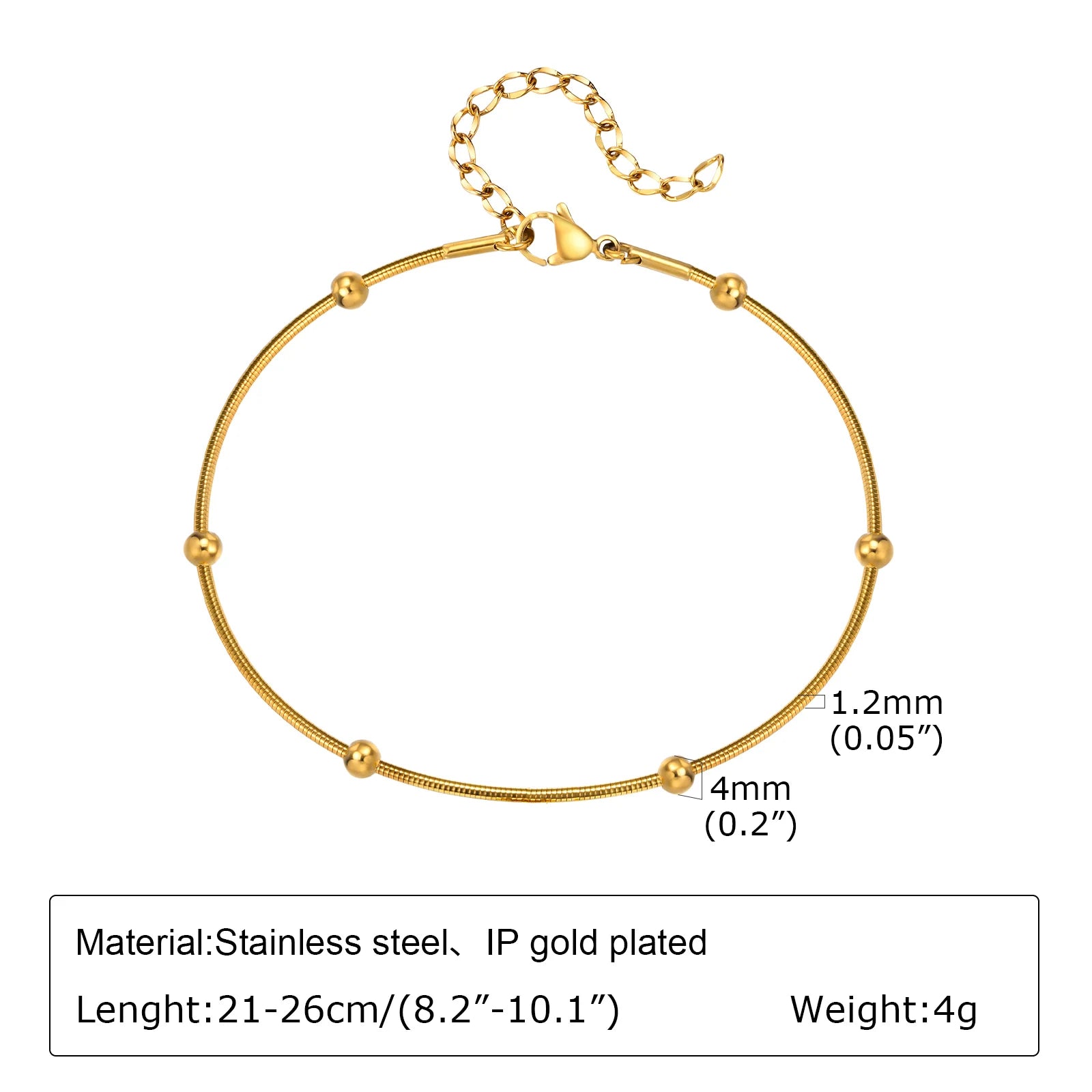 Stainless Steel Beach Anklet - Waterproof Adjustable Boho Foot Jewelry for Women