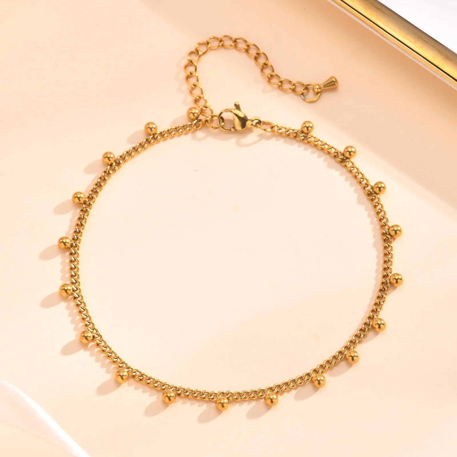 Stainless Steel Beach Anklet - Waterproof Adjustable Boho Foot Jewelry for Women