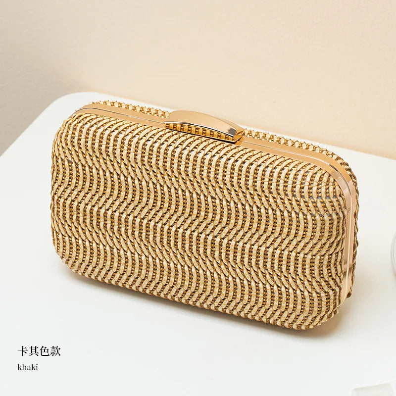 Casual Straw Women's Bag Yellow Clutch Woven Handbags Top Quality Luxury Bags Party Women's Shoulder Bags Purses Fashion Pouch