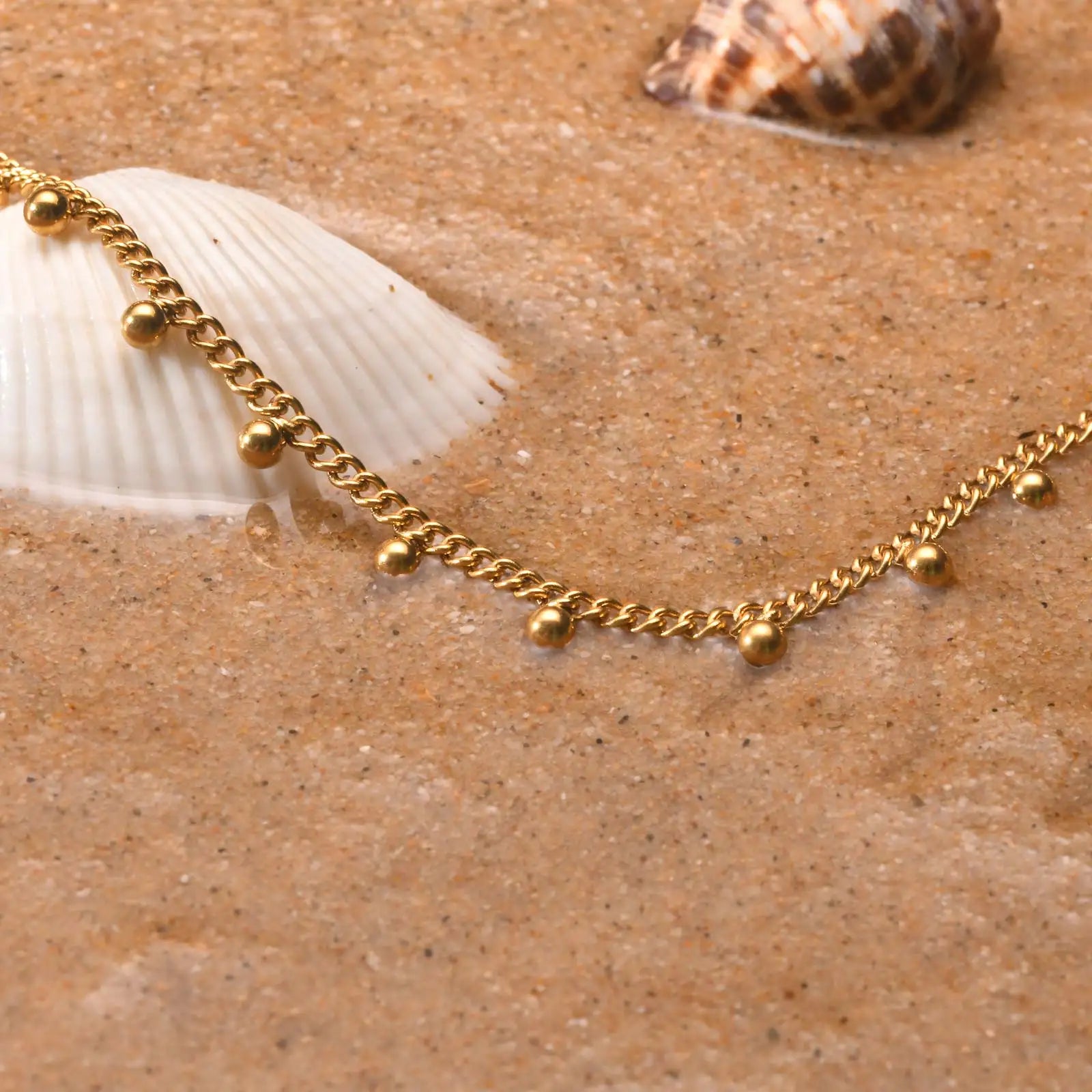 Stainless Steel Beach Anklet - Waterproof Adjustable Boho Foot Jewelry for Women