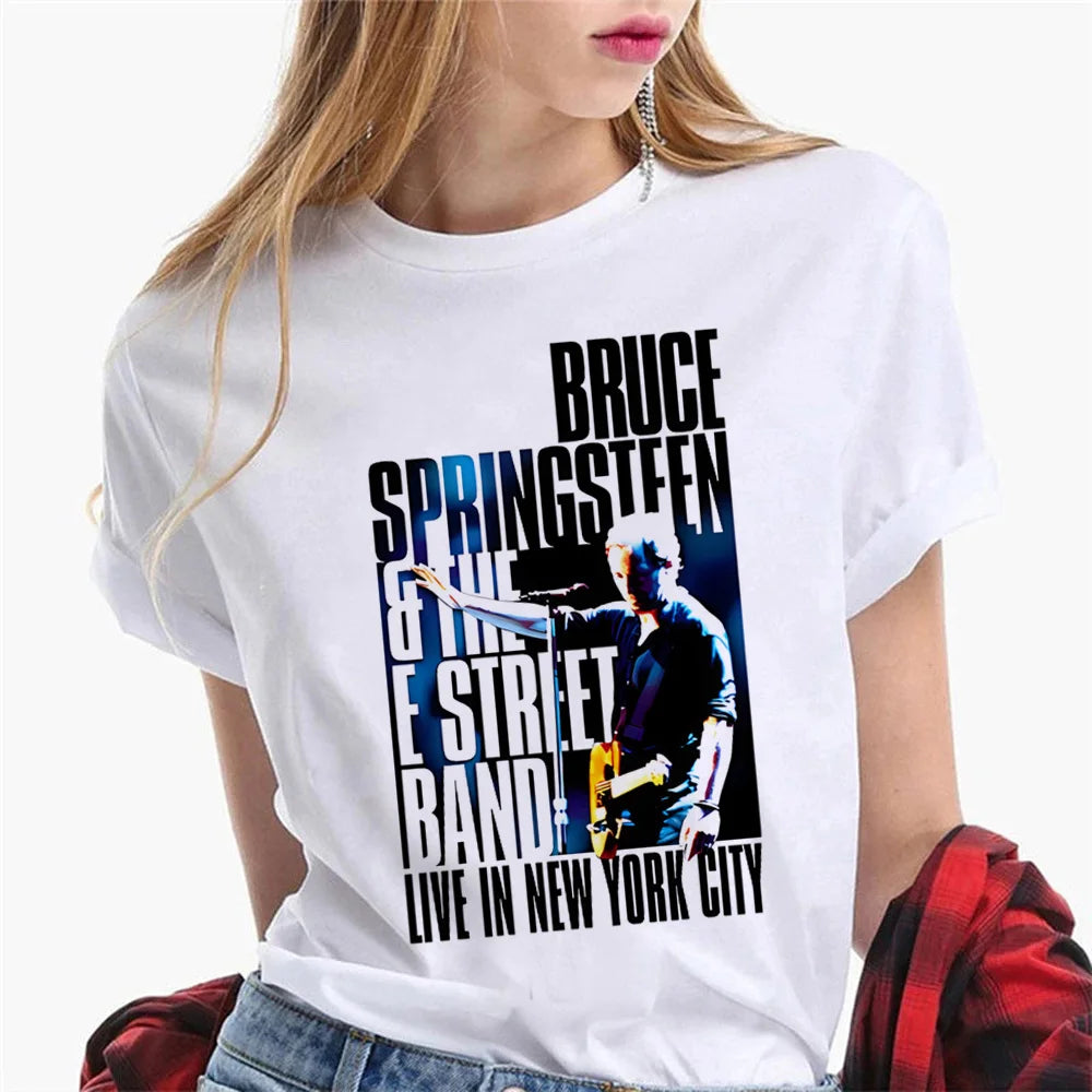 Bruce Springsteen t shirt women Japanese summer top female y2k comic graphic clothing