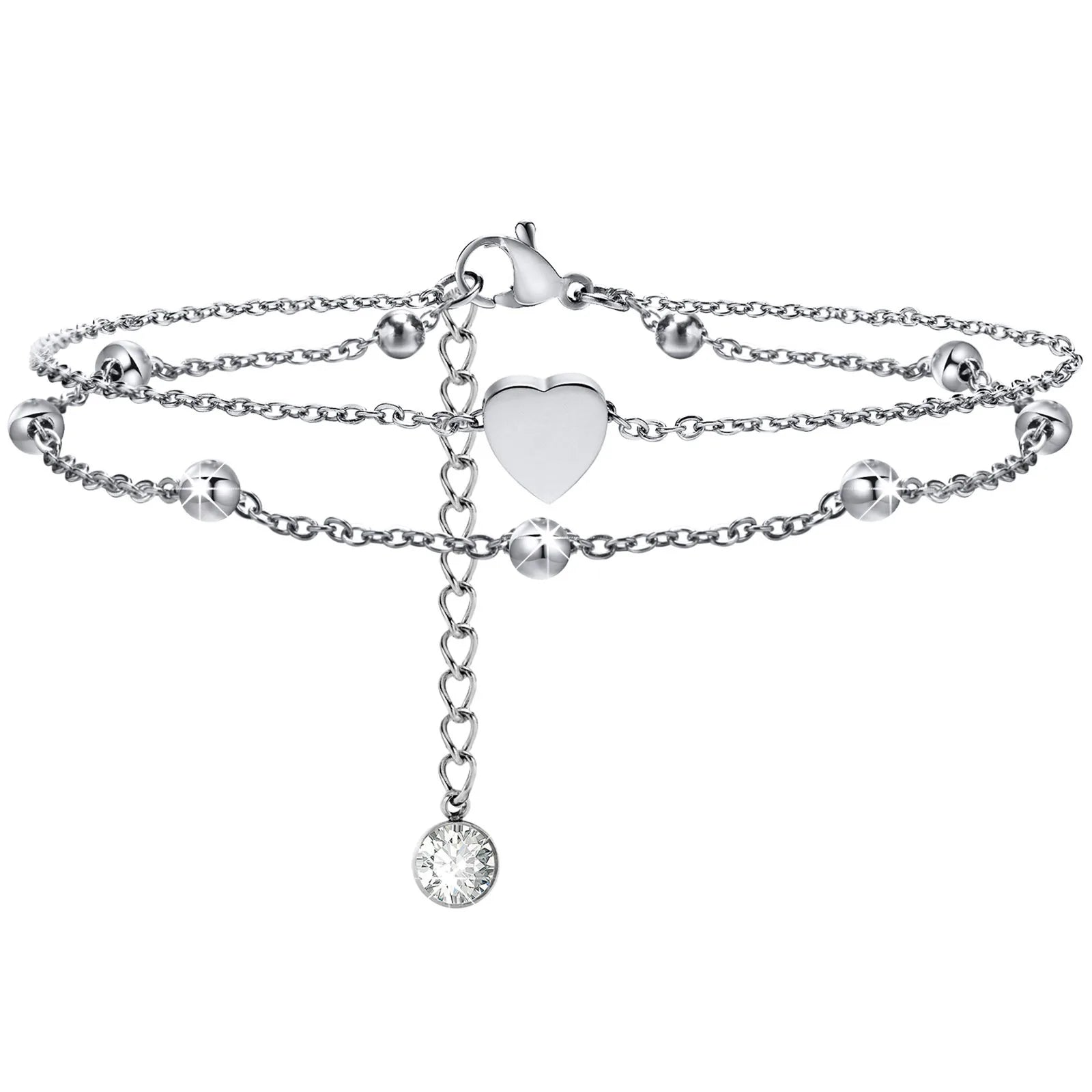 Snake Chain Anklet for Women Girls Adjustable Summer Beach Chain Anklet Bracelet Mother's Day Gifts Stainless Steel Not Allergic