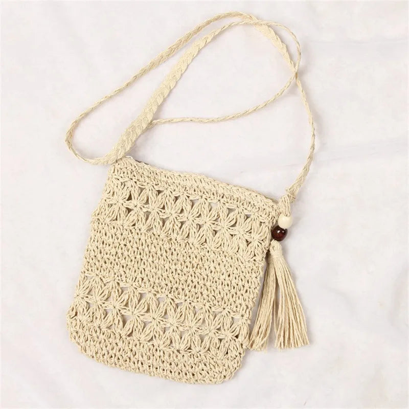 Simple All-Match Handbag Ladies 2024 New Handbags Women Round Bucket Straw Bag Korean Handmade Woven Basket Rattan Handbag