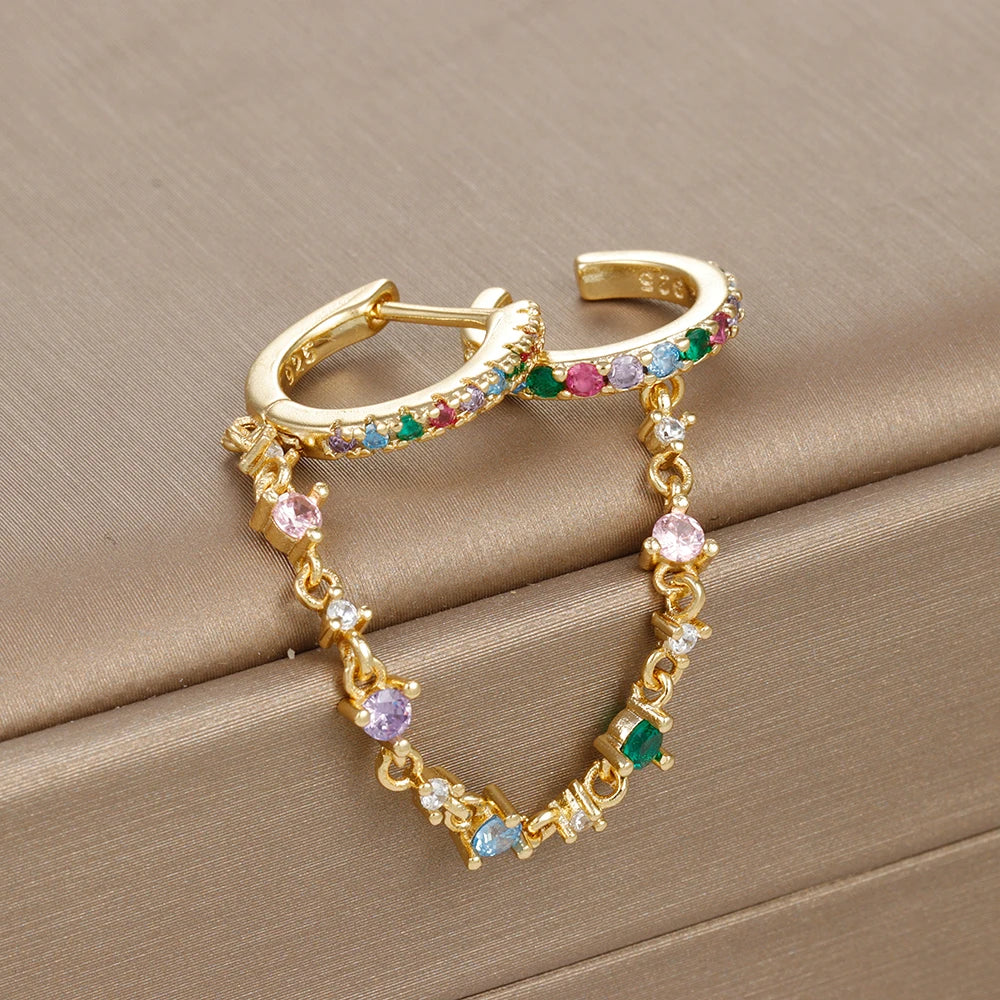 Shimmering CZ Crystal Drop Earrings - Elegant Stainless Steel Fashion Jewelry for Women