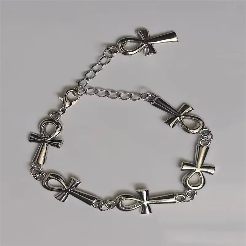 Eternal Charm Ankh Vampire Bracelet - Gothic Cross Link Jewelry for Wicca & Victorian Style Enthusiasts