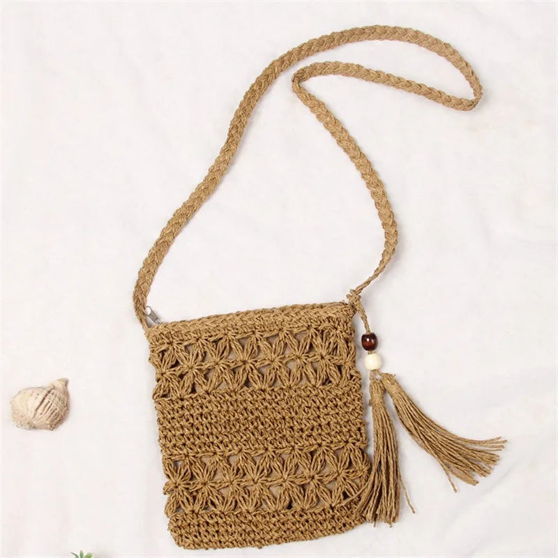 Simple All-Match Handbag Ladies 2024 New Handbags Women Round Bucket Straw Bag Korean Handmade Woven Basket Rattan Handbag