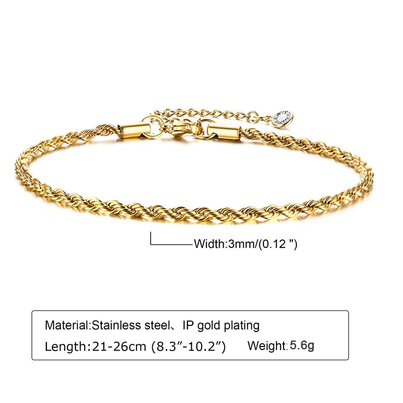 Stainless Steel Beach Anklet - Waterproof Adjustable Boho Foot Jewelry for Women