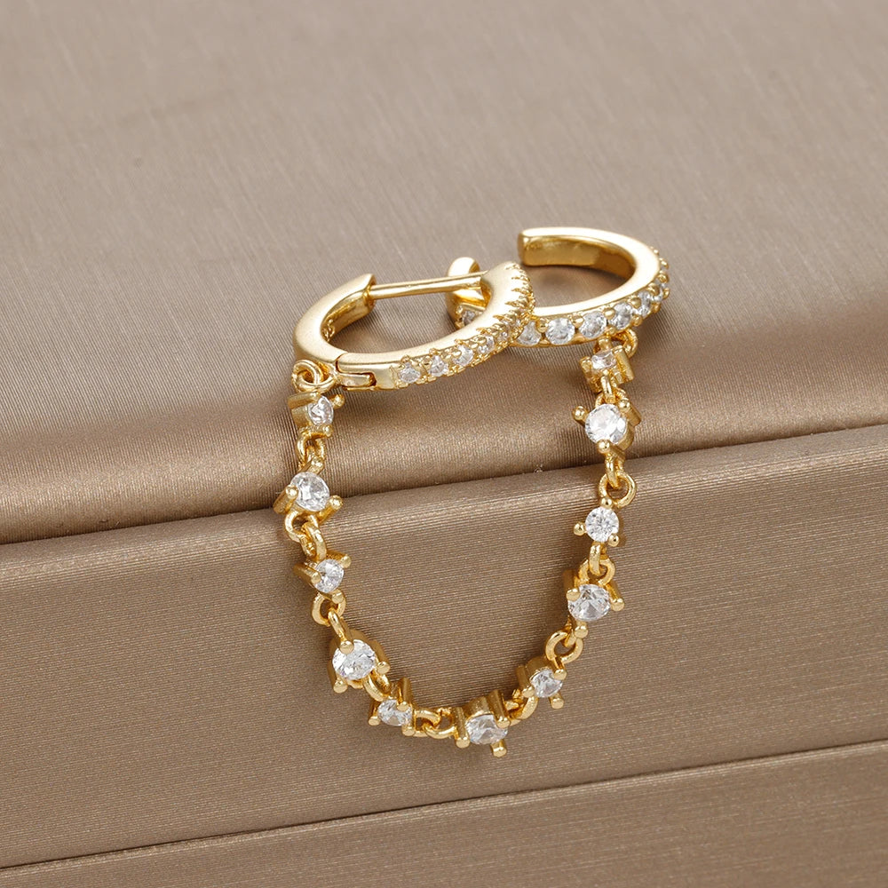 Shimmering CZ Crystal Drop Earrings - Elegant Stainless Steel Fashion Jewelry for Women